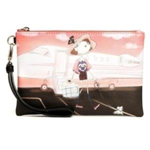 Love Moschino saffiano leather wristlet